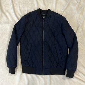 H&M Men’s Dark Blue Bomber Jacket -size S